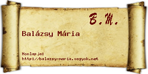 Balázsy Mária névjegykártya